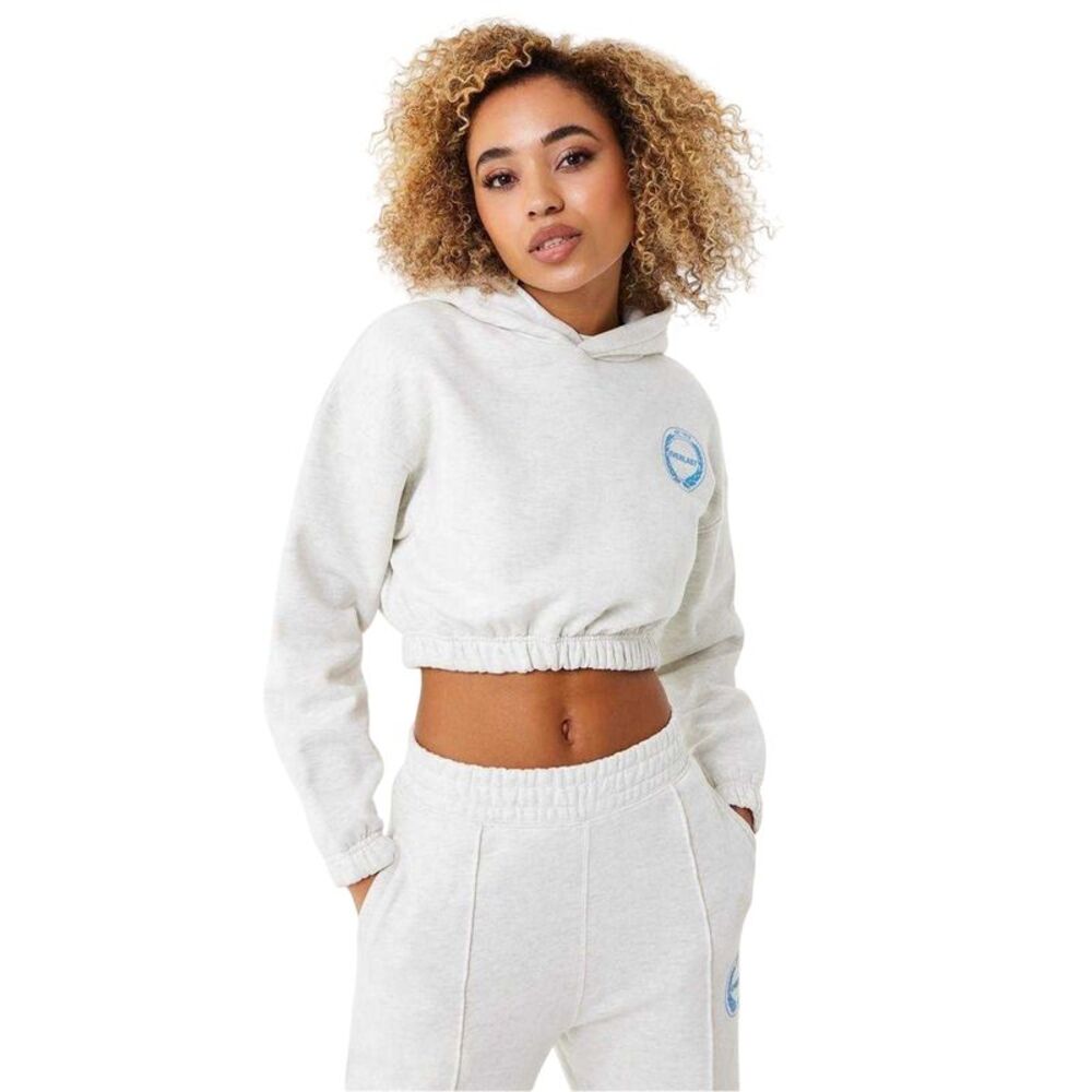 Everlast Womens/Ladies Logo Crop Hoodie / White Marl